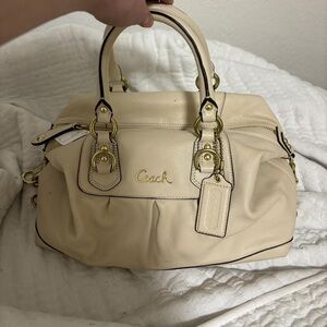 Coach Cream Satchel with Gold Accents